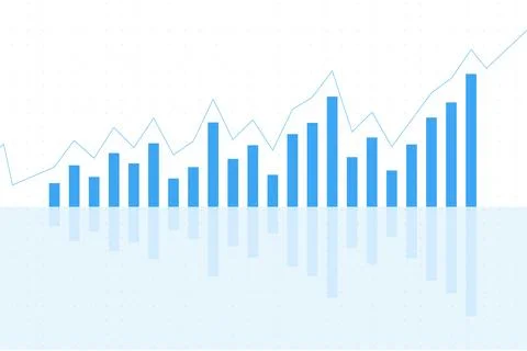 Business Data Analytics - Growth Chart with Bar and Line Graph Stock Illustration
