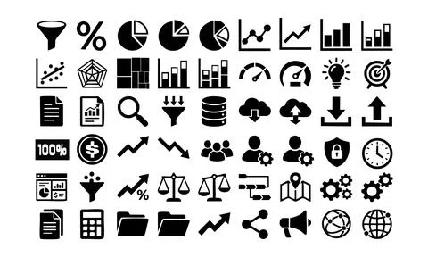 Business data analytics icons Stock Illustration