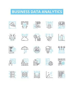 Business data analytics vector line icons set. Business, Data, Analytics Illustrazione stock