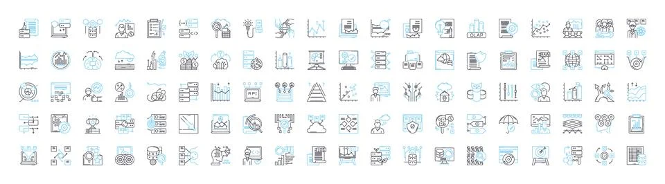 Business data analytics vector line icons set. Business, Data, Analytics Stock Illustration