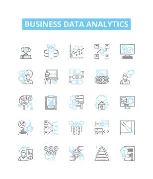 Business data analytics vector line icons set. Business, Data, Analytics Stock Illustration