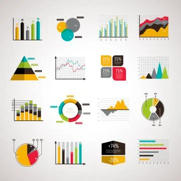 Business data analyze elements set Illustrazione stock