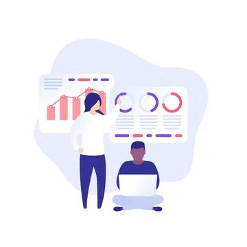 Business data and people, vector Stock Illustration