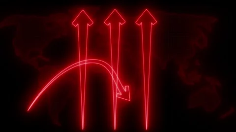 Business Data Animation with Glowing Neon Bars and Rising Arrows, Arrows In.. Vídeo Stock 318108949