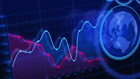 Business data chart or diagram showing global statistics, trading information Stockbeeldmateriaal 140790088