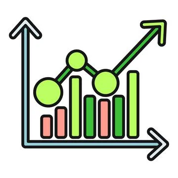 Business data chart showing financial growth and progress Stock Illustration