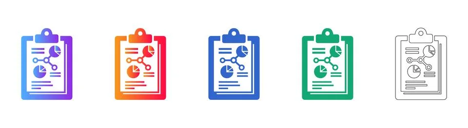 Business Data Clipboard Vector Icon Set icon set Illustrazione stock