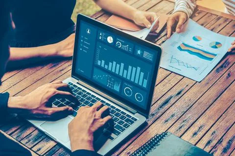 Business data dashboard analysis by ingenious computer software Stock Photos