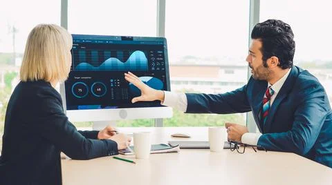 Business data dashboard analysis by ingenious computer software Stock Photos