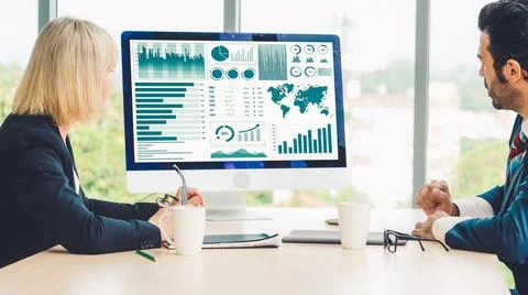 Business data dashboard analysis by ingenious computer software Stock Photos