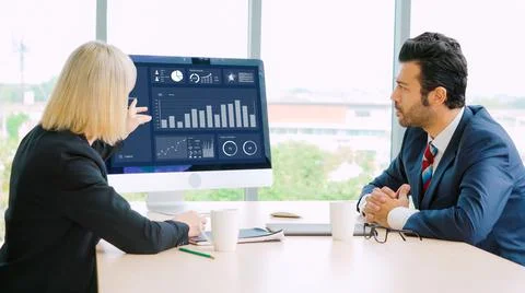 Business data dashboard analysis by ingenious computer software Stock Photos