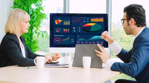 Business data dashboard analysis by ingenious computer software Stock Photos