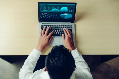 Business data dashboard analysis by ingenious computer software Foto stock