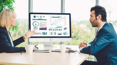 Business data dashboard analysis by ingenious computer software Stock Photos
