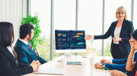Business data dashboard analysis by ingenious computer software Stock Photos