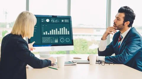 Business data dashboard analysis by ingenious computer software Stock Photos
