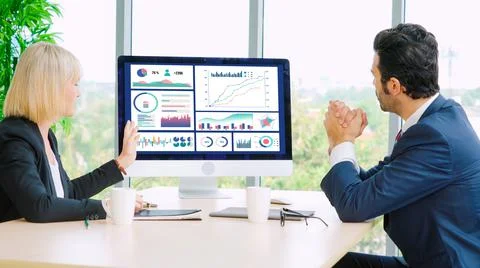 Business data dashboard analysis by ingenious computer software Stock Photos