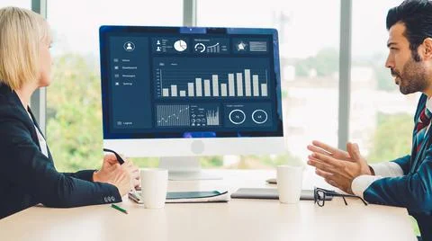 Business data dashboard analysis by ingenious computer software Stock Photos