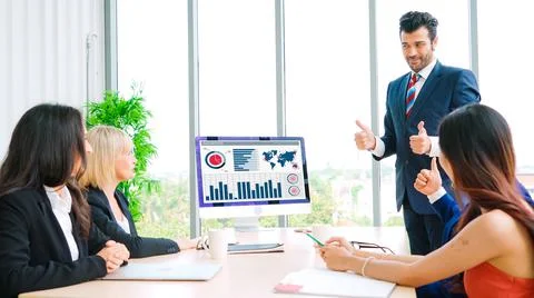 Business data dashboard analysis by ingenious computer software Foto stock
