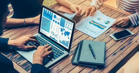 Business data dashboard analysis by ingenious computer software Stock Photos