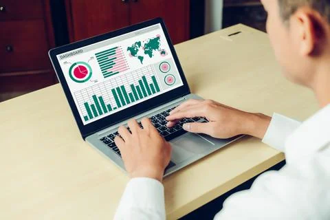 Business data dashboard analysis by ingenious computer software Foto stock