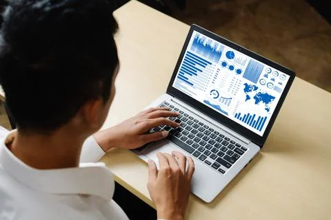 Business data dashboard analysis by ingenious computer software Stock Photos