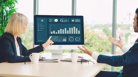 Business data dashboard analysis by ingenious computer software Foto stock