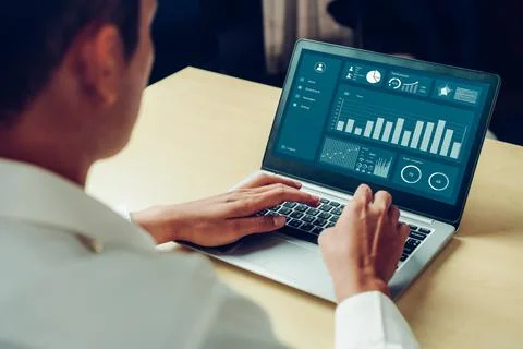 Business data dashboard analysis by ingenious computer software Foto stock