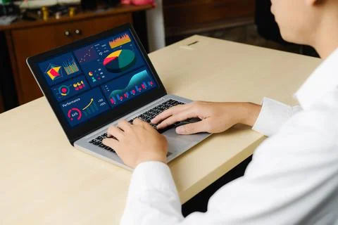 Business data dashboard analysis by ingenious computer software Stock Photos