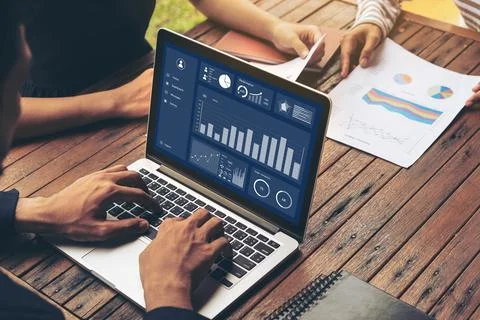 Business data dashboard analysis by ingenious computer software Stock Photos