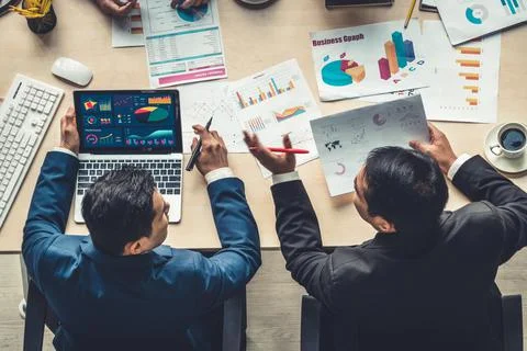 Business data dashboard analysis by ingenious computer software Stock Photos