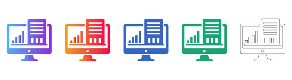 Business Data Dashboard Icon Set Stock Illustration