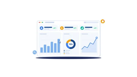 Business data dashboard interface with animated charts and graphs Stock Footage 347665006