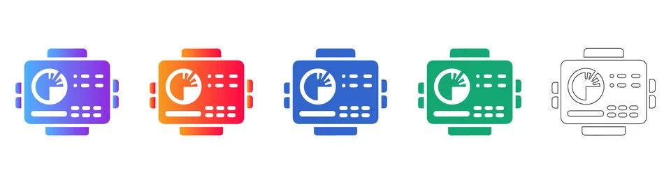 Business Data Dashboard Interface Icon Set 库存插图