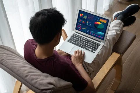 Business data dashboard provide modish business intelligence analytic Stock Photos