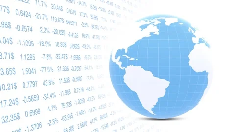 Business data with earth globe on white background Stock-Footage 334816057