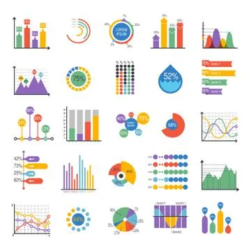 Business data graph analytics vector elements 스톡 일러스트