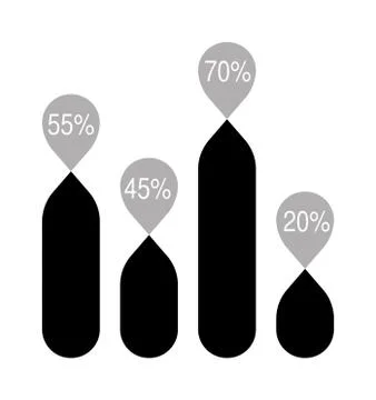 Business data graph chart analytics vector elements black silhouette 스톡 일러스트