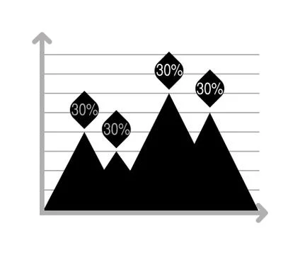 Business data graph chart analytics vector elements black silhouette イラスト素材