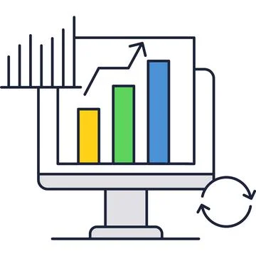 Business data graph chart on computer screen Stock Illustration
