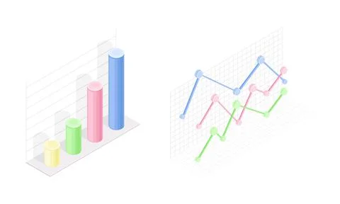 Business data graphs set. Financial and marketing charts vector illustratio Stock Illustration