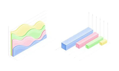 Business data graphs set. Financial and marketing charts for web, report イラスト素材