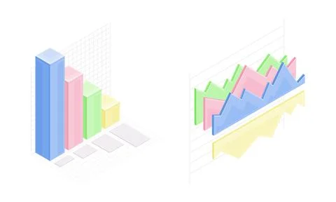 Business data graphs set. Financial and marketing charts vector illustration 스톡 일러스트