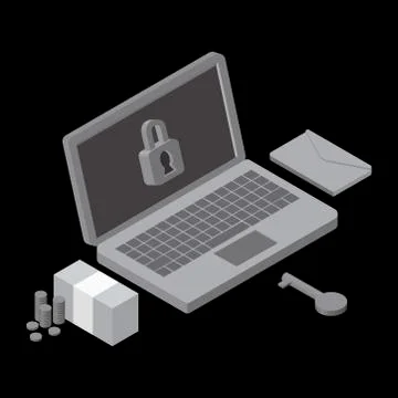 Business data has been encrypted, Isometric vector illustration. Stock Illustration