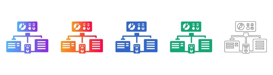 Business Data Hierarchy Chart Icon Set Stock Illustration