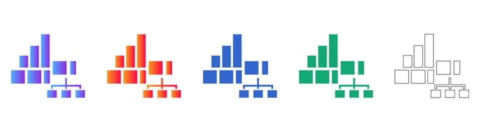 Business Data Hierarchy Structure Icon Set イラスト素材