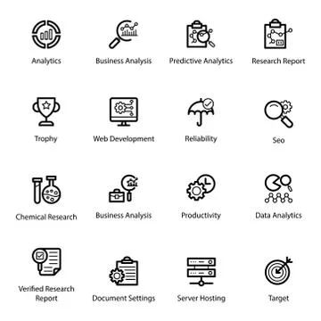 Business Data Line Icons Pack Stock Illustration