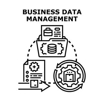 Business data management process optimizing workflow and information storage Stock Illustration