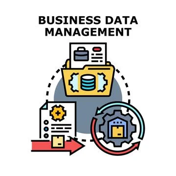Business data management process optimizing workflow and information storage Stock Illustration