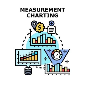 Business data measurement and charting process concept Stock Illustration